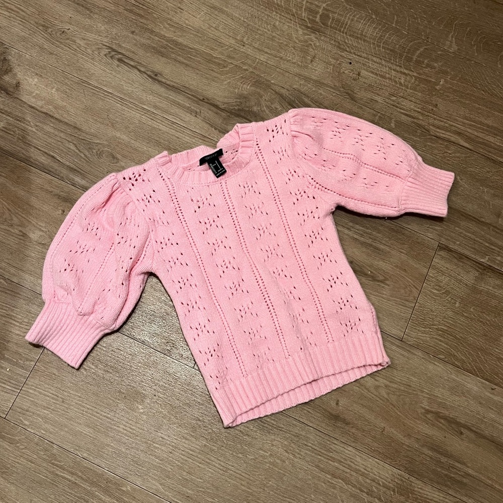 Forever 21 puff sleeve crop sweater top
